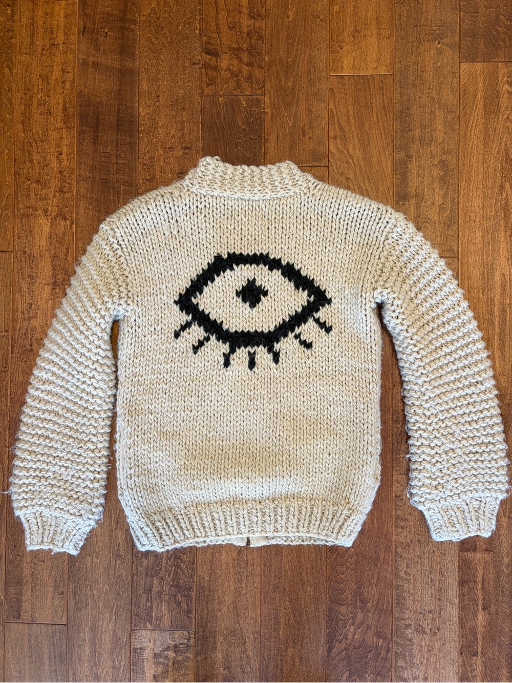 Jackson Rowe Cream Chunky Knit Cardigan I See You Eye Sweater Size Small